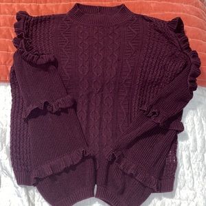 Express sweater, shoulder-less, maroon, size Med